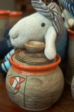handmade ceramic mug - hand-knitted sheep